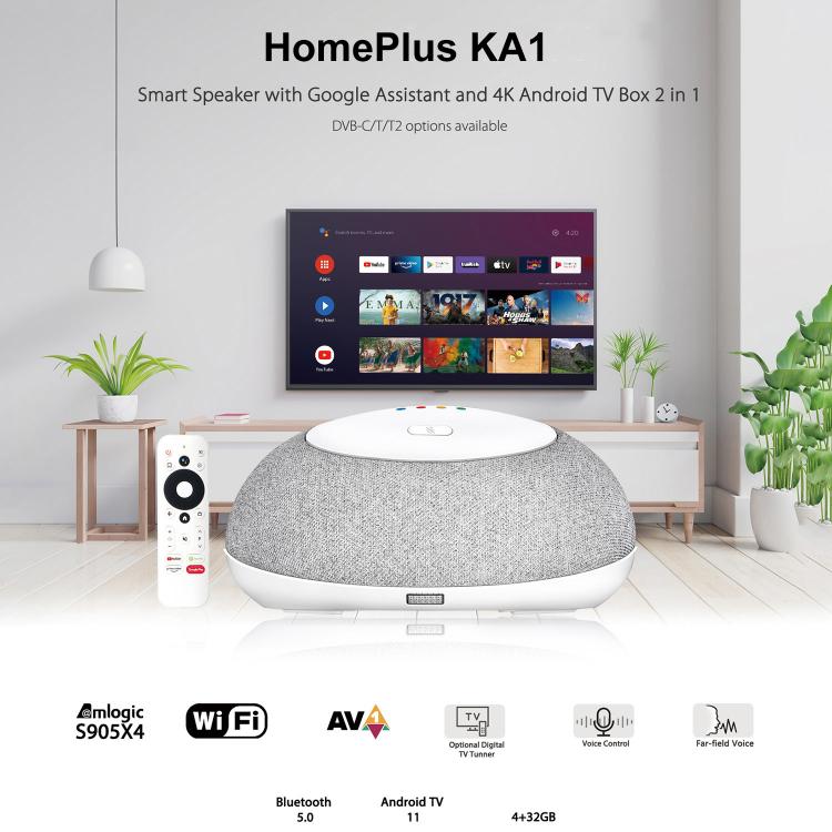KA1 Smart TV Speaker Android 11 TV Box with Remote Control, Amlogic S905X4 Quad Core Cortex-A55, 4GB+32GB, Dual-Band / Bluetooth / Ethernet / OTT, KA1-OTT