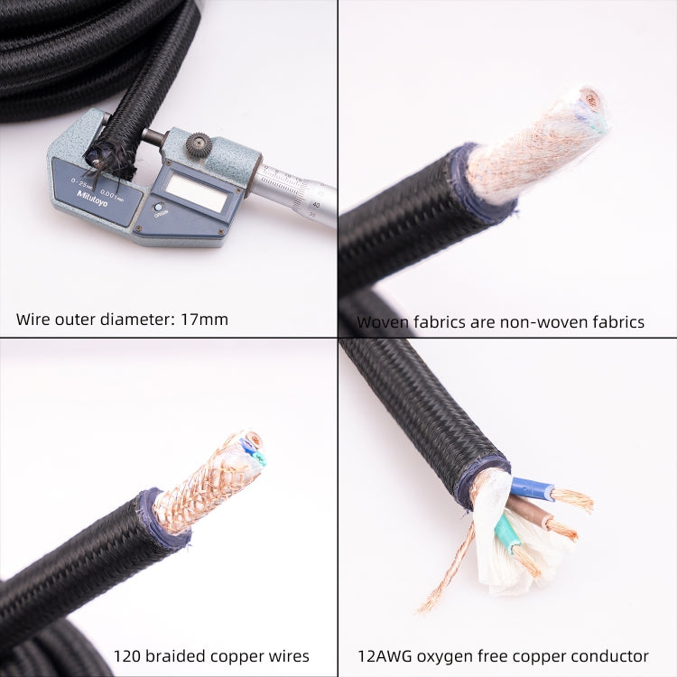 3720 HiFi Audio Universal AC Power Cable US Plug, 1m, 2m, 3m