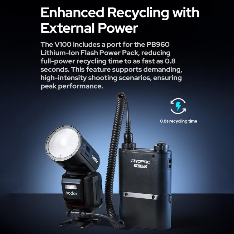 Godox V100 Round Head TTL Flash Speedlite, For Canon, For Nikon, For Sony, For FUJIFILM, For Olympus