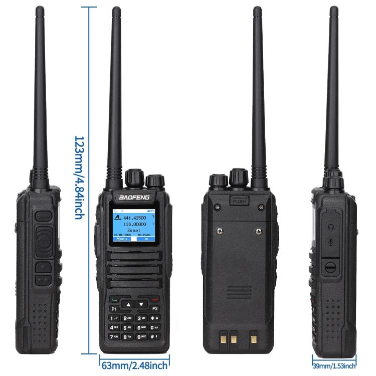 Baofeng DM-1701 1.77 inch Ccolor Screen DMR Direct Dual Capacity Standard Handheld Walkie Talkie, EU Plug, US Plug