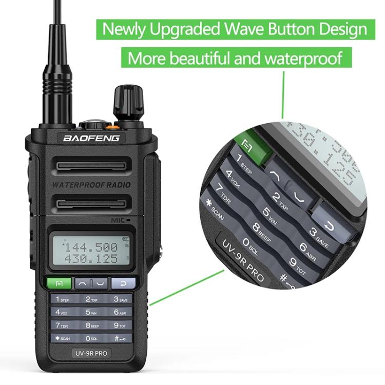 Baofeng UV-9R PRO Dot Matrix LCD Screen IP57 Waterproof Handheld Analog Walkie Talkie, EU Plug, US Plug