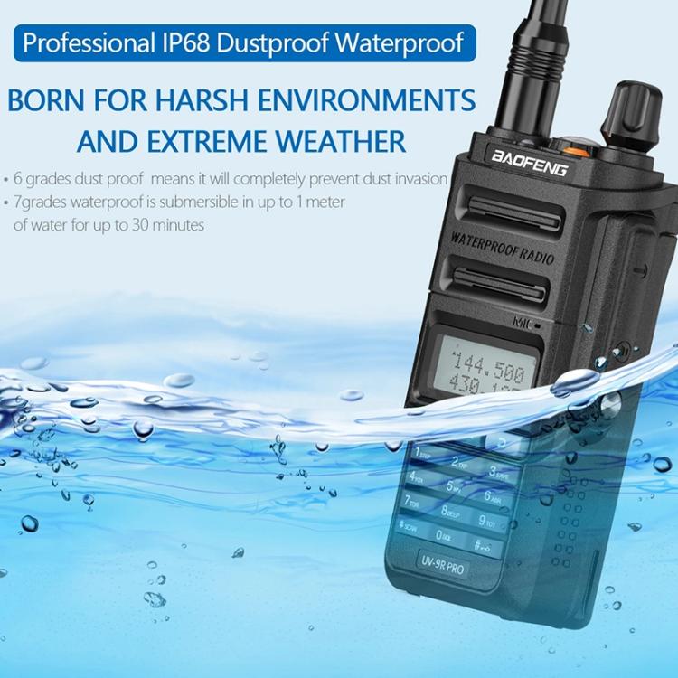 Baofeng UV-9R PRO Dot Matrix LCD Screen IP57 Waterproof Handheld Analog Walkie Talkie, EU Plug, US Plug
