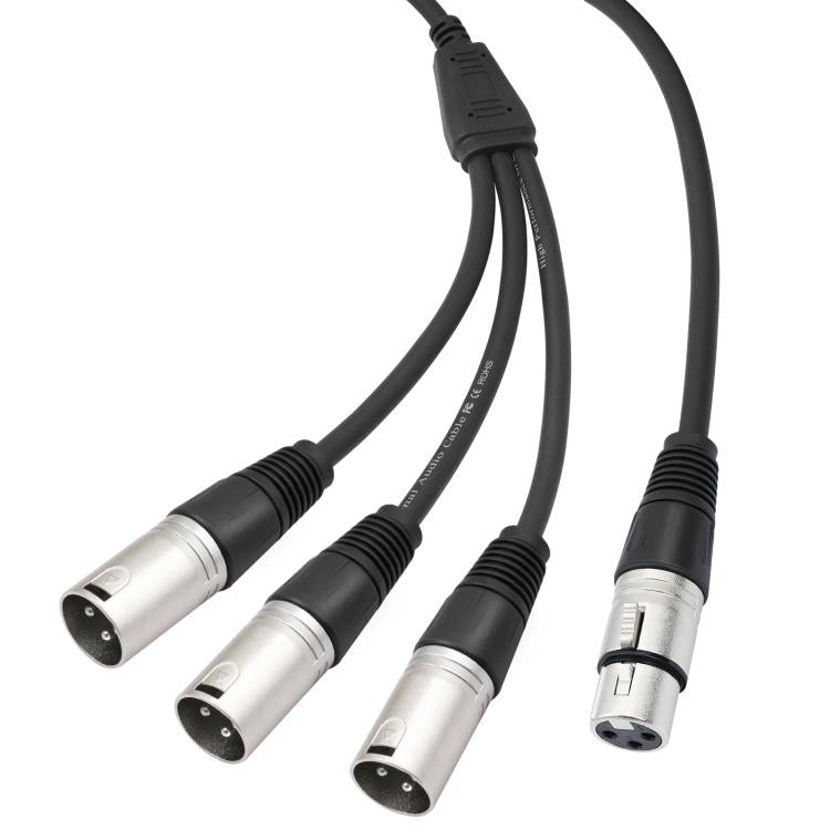 3-Way Splitter Audio Cable, Length: 60cm, XLR Female to 3 XLR Male, XLR Male to 3 XLR Female