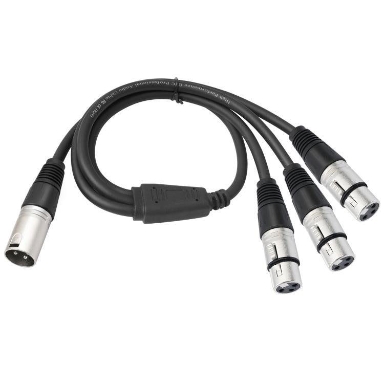 3-Way Splitter Audio Cable, Length: 60cm, XLR Female to 3 XLR Male, XLR Male to 3 XLR Female