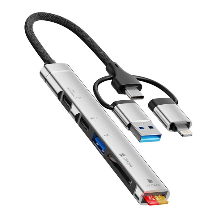 USB / Type-C / 8 Pin to TF / SD Card Reader, USB, Type-C HUB Adapter 5 in 1 Docking Station, 5-in-1 Card Reader