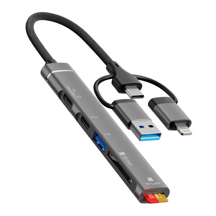 USB / Type-C / 8 Pin to TF / SD Card Reader, USB, Type-C HUB Adapter 5 in 1 Docking Station, 5-in-1 Card Reader