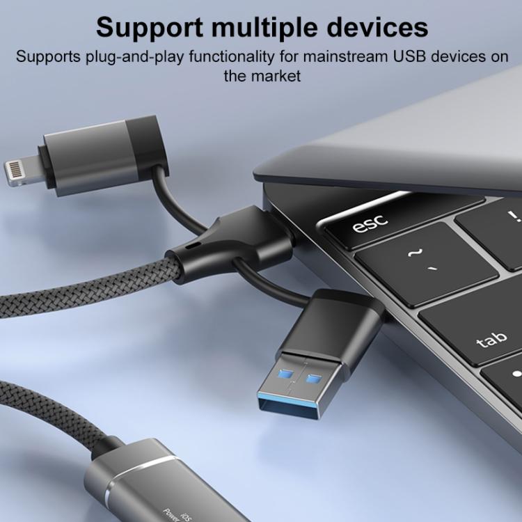 USB / Type-C / 8 Pin to TF / SD Card Reader, USB, Type-C HUB Adapter 5 in 1 Docking Station, 5-in-1 Card Reader