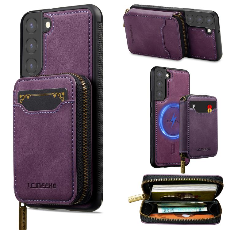 LC.IMEEKE L6 Series Zipper Card Bag MagSafe Magnetic Phone Case, For Galaxy S26 FE 5G, For Samsung Galaxy S26+ 5G, For Samsung Galaxy S26 Ultra 5G, For Samsung Galaxy S26 5G, For Samsung Galaxy S25 Edge 5G, For Samsung Galaxy S25 Ultra 5G              ...
