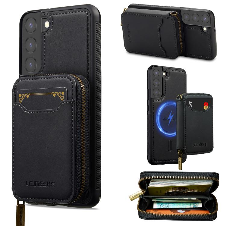 LC.IMEEKE L6 Series Zipper Card Bag MagSafe Magnetic Phone Case, For Galaxy S26 FE 5G, For Samsung Galaxy S26+ 5G, For Samsung Galaxy S26 Ultra 5G, For Samsung Galaxy S26 5G, For Samsung Galaxy S25 Edge 5G, For Samsung Galaxy S25 Ultra 5G              ...