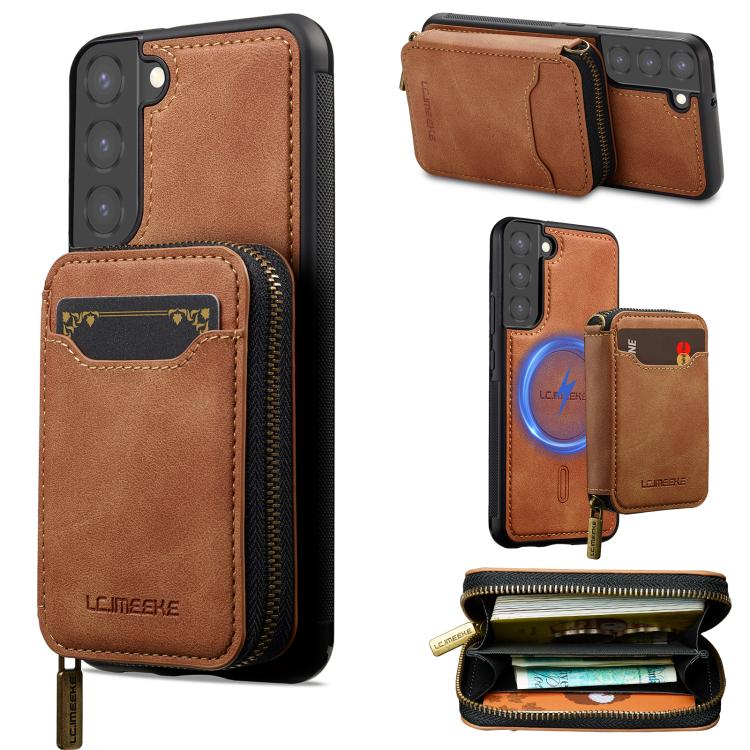 LC.IMEEKE L6 Series Zipper Card Bag MagSafe Magnetic Phone Case, For Galaxy S26 FE 5G, For Samsung Galaxy S26+ 5G, For Samsung Galaxy S26 Ultra 5G, For Samsung Galaxy S26 5G, For Samsung Galaxy S25 Edge 5G, For Samsung Galaxy S25 Ultra 5G              ...