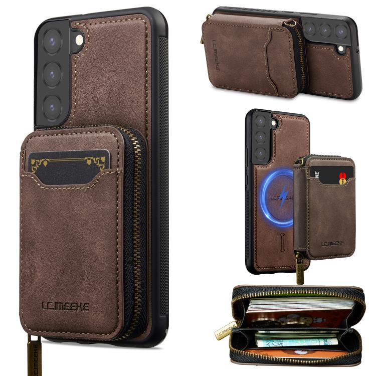 LC.IMEEKE L6 Series Zipper Card Bag MagSafe Magnetic Phone Case, For Galaxy S26 FE 5G, For Samsung Galaxy S26+ 5G, For Samsung Galaxy S26 Ultra 5G, For Samsung Galaxy S26 5G, For Samsung Galaxy S25 Edge 5G, For Samsung Galaxy S25 Ultra 5G              ...