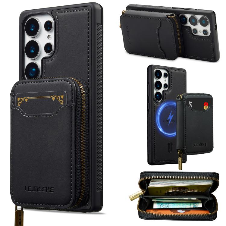 LC.IMEEKE L6 Series Zipper Card Bag MagSafe Magnetic Phone Case, For Galaxy S26 FE 5G, For Samsung Galaxy S26+ 5G, For Samsung Galaxy S26 Ultra 5G, For Samsung Galaxy S26 5G, For Samsung Galaxy S25 Edge 5G, For Samsung Galaxy S25 Ultra 5G              ...