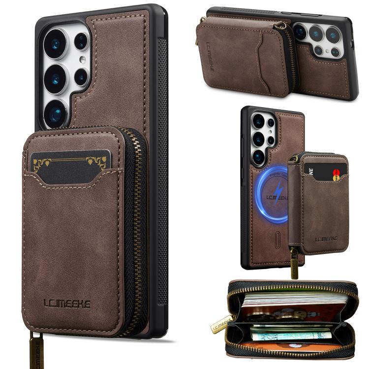 LC.IMEEKE L6 Series Zipper Card Bag MagSafe Magnetic Phone Case, For Galaxy S26 FE 5G, For Samsung Galaxy S26+ 5G, For Samsung Galaxy S26 Ultra 5G, For Samsung Galaxy S26 5G, For Samsung Galaxy S25 Edge 5G, For Samsung Galaxy S25 Ultra 5G              ...