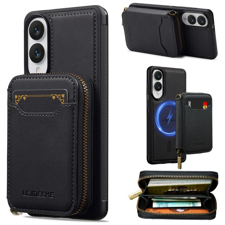 LC.IMEEKE L6 Series Zipper Card Bag MagSafe Magnetic Phone Case, For Galaxy S26 FE 5G, For Samsung Galaxy S26+ 5G, For Samsung Galaxy S26 Ultra 5G, For Samsung Galaxy S26 5G, For Samsung Galaxy S25 Edge 5G, For Samsung Galaxy S25 Ultra 5G              ...