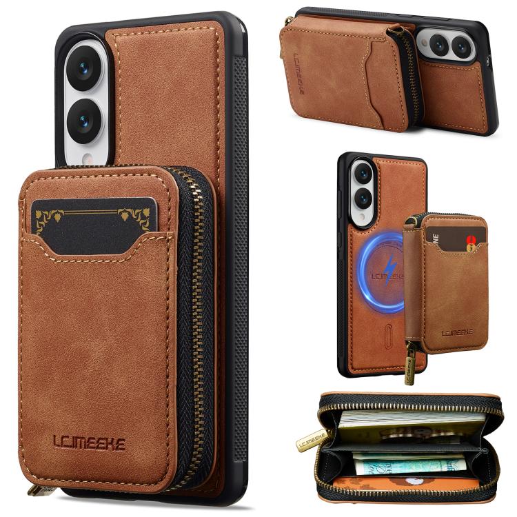 LC.IMEEKE L6 Series Zipper Card Bag MagSafe Magnetic Phone Case, For Galaxy S26 FE 5G, For Samsung Galaxy S26+ 5G, For Samsung Galaxy S26 Ultra 5G, For Samsung Galaxy S26 5G, For Samsung Galaxy S25 Edge 5G, For Samsung Galaxy S25 Ultra 5G              ...