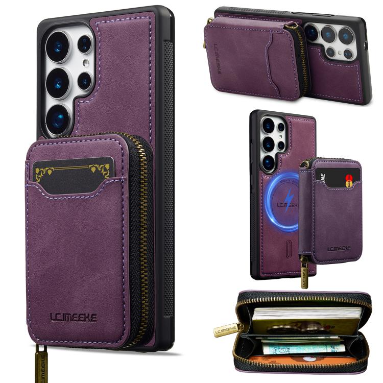 LC.IMEEKE L6 Series Zipper Card Bag MagSafe Magnetic Phone Case, For Galaxy S26 FE 5G, For Samsung Galaxy S26+ 5G, For Samsung Galaxy S26 Ultra 5G, For Samsung Galaxy S26 5G, For Samsung Galaxy S25 Edge 5G, For Samsung Galaxy S25 Ultra 5G              ...