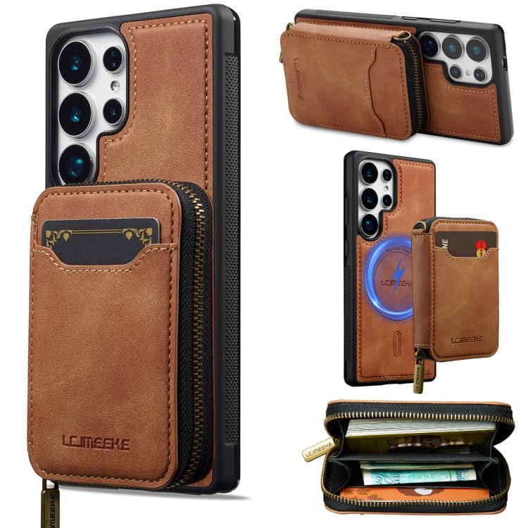 LC.IMEEKE L6 Series Zipper Card Bag MagSafe Magnetic Phone Case, For Galaxy S26 FE 5G, For Samsung Galaxy S26+ 5G, For Samsung Galaxy S26 Ultra 5G, For Samsung Galaxy S26 5G, For Samsung Galaxy S25 Edge 5G, For Samsung Galaxy S25 Ultra 5G              ...