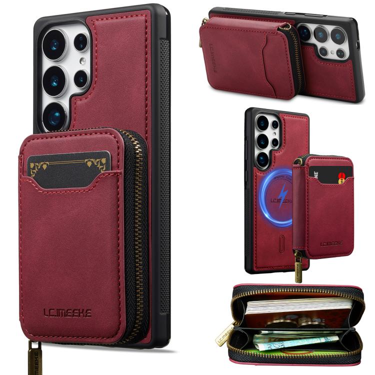 LC.IMEEKE L6 Series Zipper Card Bag MagSafe Magnetic Phone Case, For Galaxy S26 FE 5G, For Samsung Galaxy S26+ 5G, For Samsung Galaxy S26 Ultra 5G, For Samsung Galaxy S26 5G, For Samsung Galaxy S25 Edge 5G, For Samsung Galaxy S25 Ultra 5G              ...
