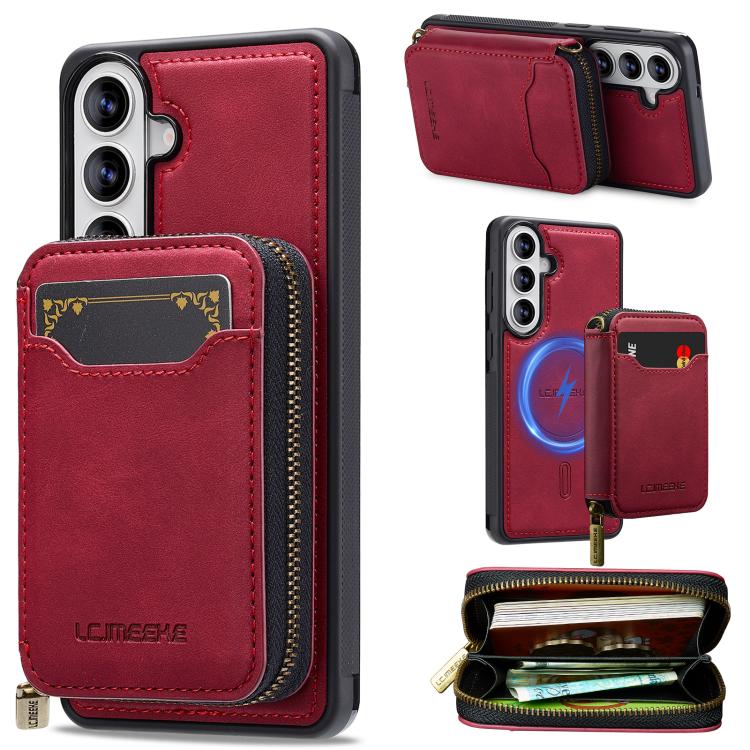 LC.IMEEKE L6 Series Zipper Card Bag MagSafe Magnetic Phone Case, For Galaxy S26 FE 5G, For Samsung Galaxy S26+ 5G, For Samsung Galaxy S26 Ultra 5G, For Samsung Galaxy S26 5G, For Samsung Galaxy S25 Edge 5G, For Samsung Galaxy S25 Ultra 5G              ...