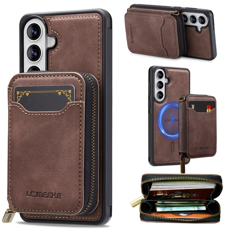 LC.IMEEKE L6 Series Zipper Card Bag MagSafe Magnetic Phone Case, For Galaxy S26 FE 5G, For Samsung Galaxy S26+ 5G, For Samsung Galaxy S26 Ultra 5G, For Samsung Galaxy S26 5G, For Samsung Galaxy S25 Edge 5G, For Samsung Galaxy S25 Ultra 5G              ...