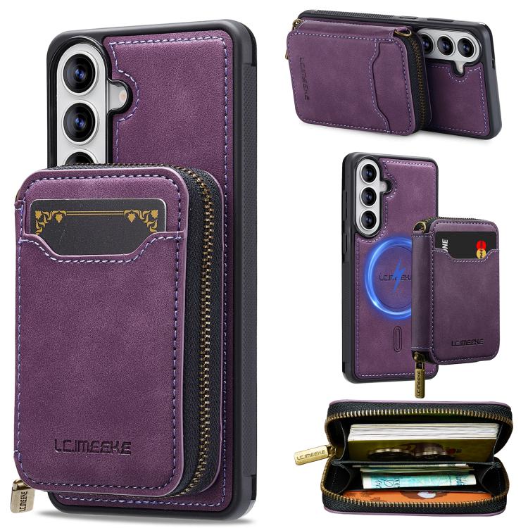 LC.IMEEKE L6 Series Zipper Card Bag MagSafe Magnetic Phone Case, For Galaxy S26 FE 5G, For Samsung Galaxy S26+ 5G, For Samsung Galaxy S26 Ultra 5G, For Samsung Galaxy S26 5G, For Samsung Galaxy S25 Edge 5G, For Samsung Galaxy S25 Ultra 5G              ...