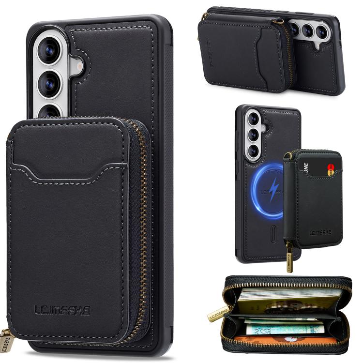 LC.IMEEKE L6 Series Zipper Card Bag MagSafe Magnetic Phone Case, For Galaxy S26 FE 5G, For Samsung Galaxy S26+ 5G, For Samsung Galaxy S26 Ultra 5G, For Samsung Galaxy S26 5G, For Samsung Galaxy S25 Edge 5G, For Samsung Galaxy S25 Ultra 5G              ...