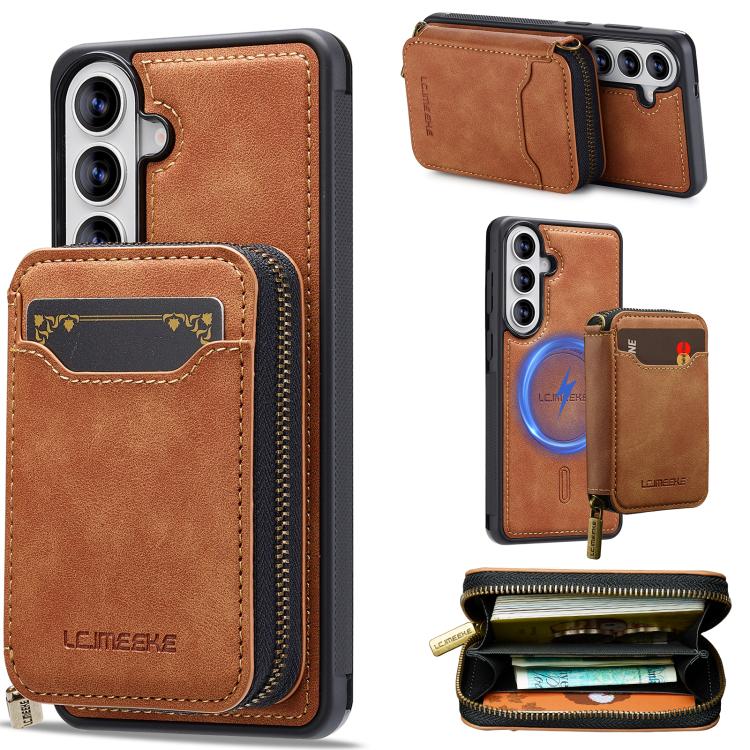 LC.IMEEKE L6 Series Zipper Card Bag MagSafe Magnetic Phone Case, For Galaxy S26 FE 5G, For Samsung Galaxy S26+ 5G, For Samsung Galaxy S26 Ultra 5G, For Samsung Galaxy S26 5G, For Samsung Galaxy S25 Edge 5G, For Samsung Galaxy S25 Ultra 5G              ...