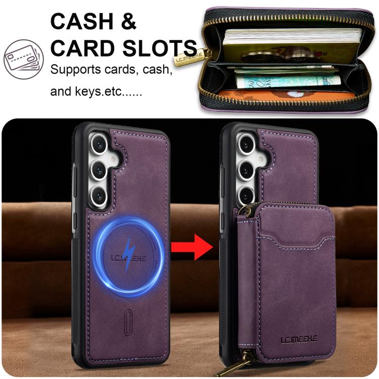 LC.IMEEKE L6 Series Zipper Card Bag MagSafe Magnetic Phone Case, For Galaxy S26 FE 5G, For Samsung Galaxy S26+ 5G, For Samsung Galaxy S26 Ultra 5G, For Samsung Galaxy S26 5G, For Samsung Galaxy S25 Edge 5G, For Samsung Galaxy S25 Ultra 5G              ...
