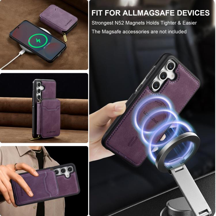 LC.IMEEKE L6 Series Zipper Card Bag MagSafe Magnetic Phone Case, For Galaxy S26 FE 5G, For Samsung Galaxy S26+ 5G, For Samsung Galaxy S26 Ultra 5G, For Samsung Galaxy S26 5G, For Samsung Galaxy S25 Edge 5G, For Samsung Galaxy S25 Ultra 5G              ...