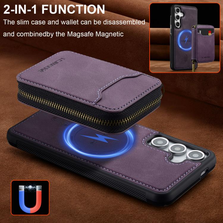 LC.IMEEKE L6 Series Zipper Card Bag MagSafe Magnetic Phone Case, For Galaxy S26 FE 5G, For Samsung Galaxy S26+ 5G, For Samsung Galaxy S26 Ultra 5G, For Samsung Galaxy S26 5G, For Samsung Galaxy S25 Edge 5G, For Samsung Galaxy S25 Ultra 5G              ...