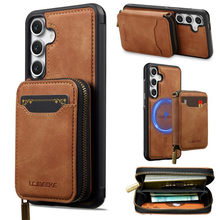 LC.IMEEKE L6 Series Zipper Card Bag MagSafe Magnetic Phone Case, For Galaxy S26 FE 5G, For Samsung Galaxy S26+ 5G, For Samsung Galaxy S26 Ultra 5G, For Samsung Galaxy S26 5G, For Samsung Galaxy S25 Edge 5G, For Samsung Galaxy S25 Ultra 5G              ...