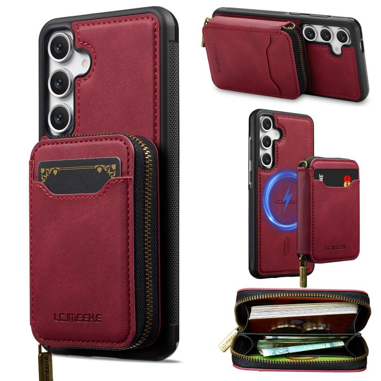 LC.IMEEKE L6 Series Zipper Card Bag MagSafe Magnetic Phone Case, For Galaxy S26 FE 5G, For Samsung Galaxy S26+ 5G, For Samsung Galaxy S26 Ultra 5G, For Samsung Galaxy S26 5G, For Samsung Galaxy S25 Edge 5G, For Samsung Galaxy S25 Ultra 5G              ...