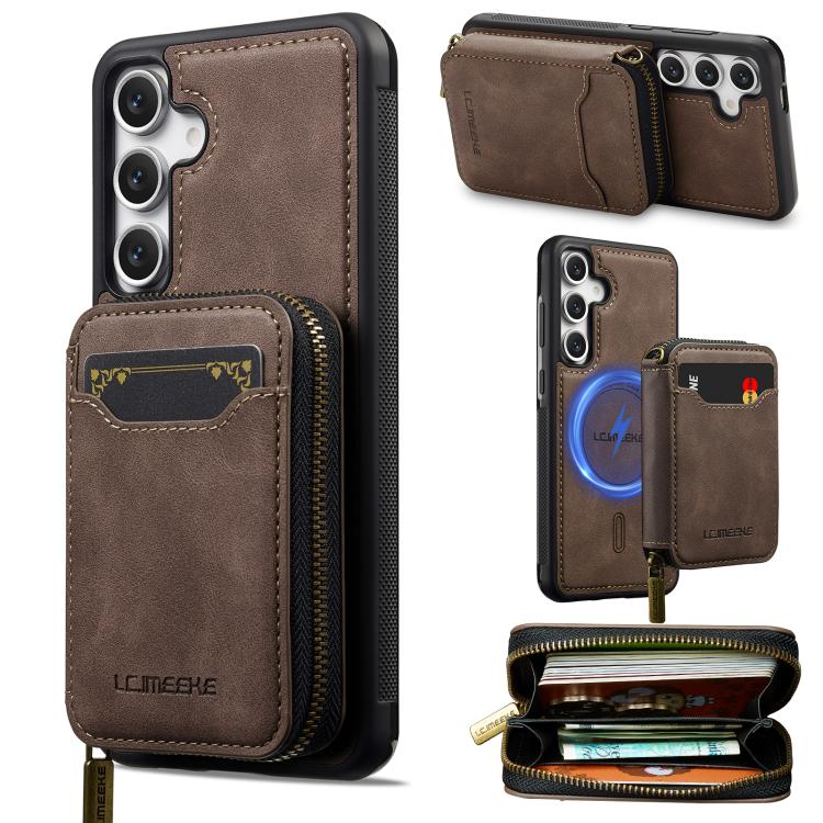 LC.IMEEKE L6 Series Zipper Card Bag MagSafe Magnetic Phone Case, For Galaxy S26 FE 5G, For Samsung Galaxy S26+ 5G, For Samsung Galaxy S26 Ultra 5G, For Samsung Galaxy S26 5G, For Samsung Galaxy S25 Edge 5G, For Samsung Galaxy S25 Ultra 5G              ...