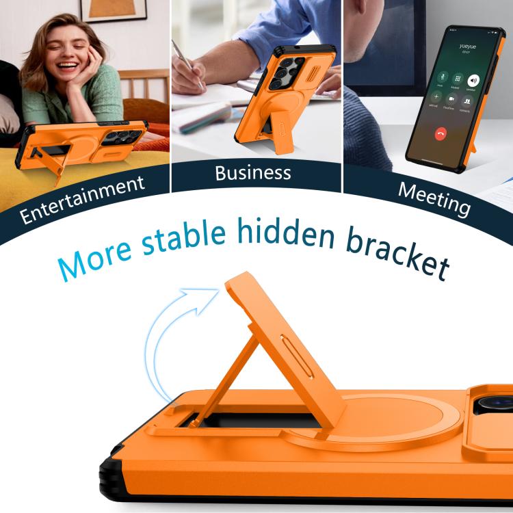 Sliding Camshield MagSafe Holder Phone Case, For Samsung Galaxy S25 Ultra 5G, For Samsung Galaxy S24 FE 5G, For Samsung Galaxy S24 Ultra 5G, For Samsung Galaxy S24+ 5G, For Samsung Galaxy S23 Ultra 5G, For Samsung Galaxy S23+ 5G