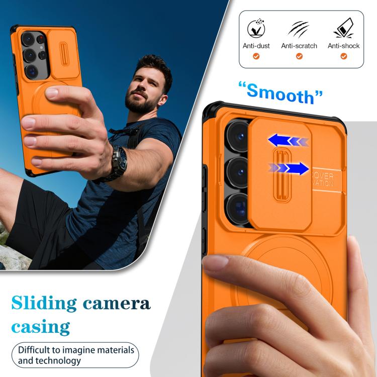 Sliding Camshield MagSafe Holder Phone Case, For Samsung Galaxy S25 Ultra 5G, For Samsung Galaxy S24 FE 5G, For Samsung Galaxy S24 Ultra 5G, For Samsung Galaxy S24+ 5G, For Samsung Galaxy S23 Ultra 5G, For Samsung Galaxy S23+ 5G