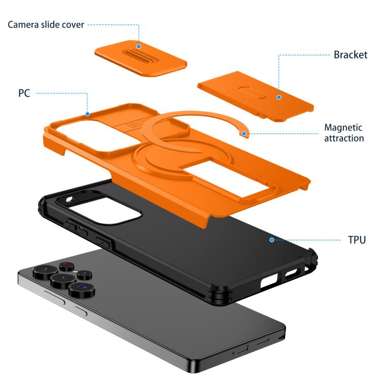 Sliding Camshield MagSafe Holder Phone Case, For Samsung Galaxy S25 Ultra 5G, For Samsung Galaxy S24 FE 5G, For Samsung Galaxy S24 Ultra 5G, For Samsung Galaxy S24+ 5G, For Samsung Galaxy S23 Ultra 5G, For Samsung Galaxy S23+ 5G