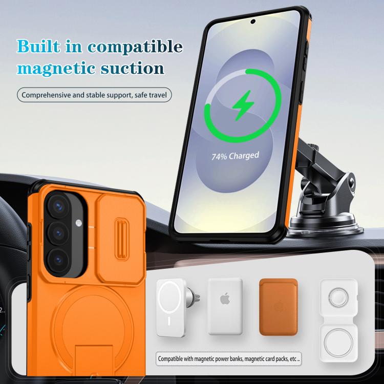 Sliding Camshield MagSafe Holder Phone Case, For Samsung Galaxy S26+ 5G, For Samsung Galaxy S26 Ultra 5G, For Samsung Galaxy S26 5G, For Samsung Galaxy S25 FE 5G, For Samsung Galaxy S25 Edge 5G, For Samsung Galaxy S25 / S24 5G