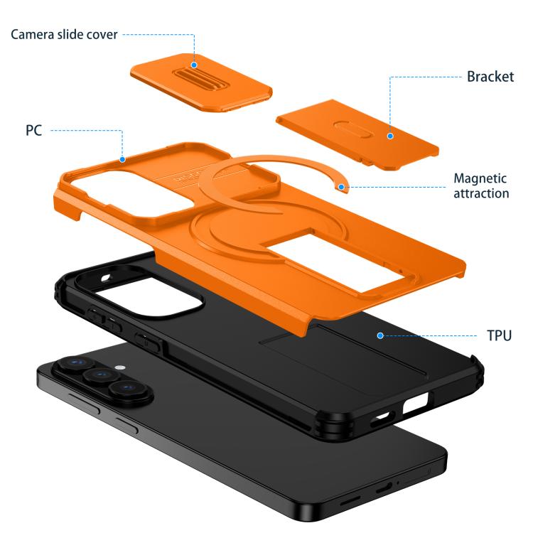 Sliding Camshield MagSafe Holder Phone Case, For Samsung Galaxy S26+ 5G, For Samsung Galaxy S26 Ultra 5G, For Samsung Galaxy S26 5G, For Samsung Galaxy S25 FE 5G, For Samsung Galaxy S25 Edge 5G, For Samsung Galaxy S25 / S24 5G