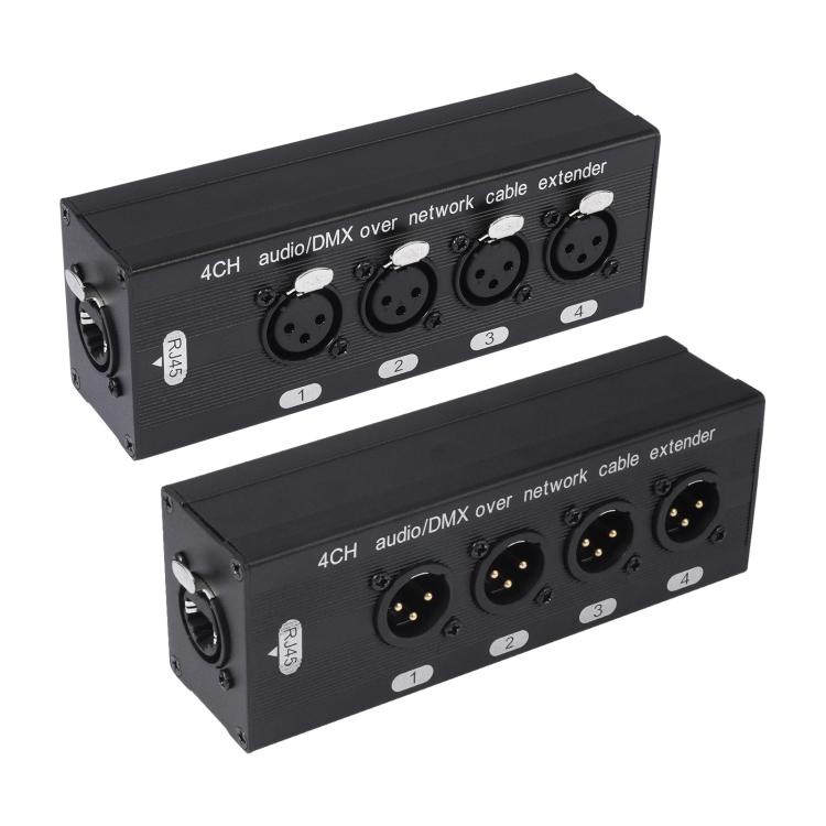4 Channel XLR Male to Female Expander Splitter Breakout Box RJ45 Ethernet Extension