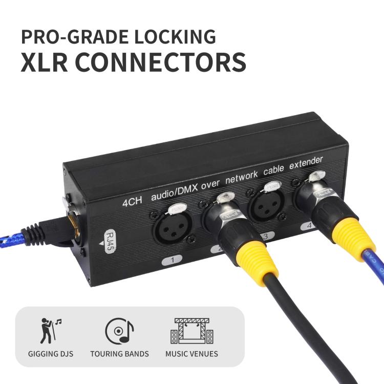 4 Channel XLR Male to Female Expander Splitter Breakout Box RJ45 Ethernet Extension