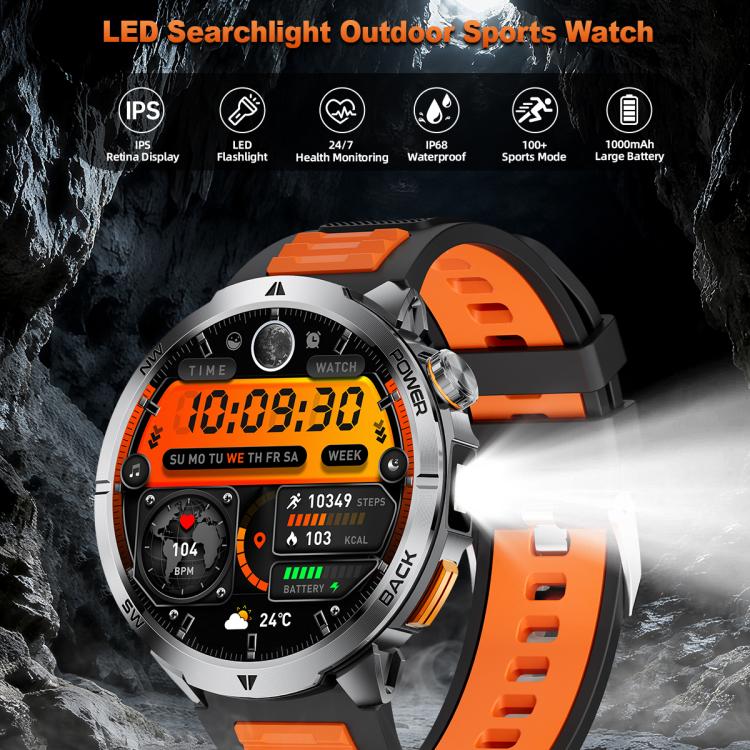 MT68 1.7-inch IPS Display Outdoor Adventures Smart Watch with 1000mAh Battery & Flashlight