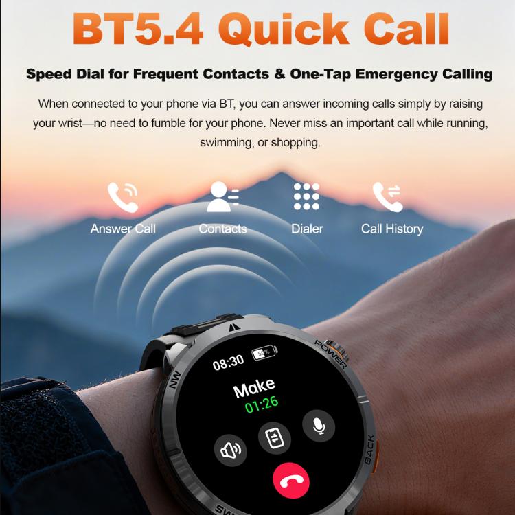 MT68 1.7-inch IPS Display Outdoor Adventures Smart Watch with 1000mAh Battery & Flashlight