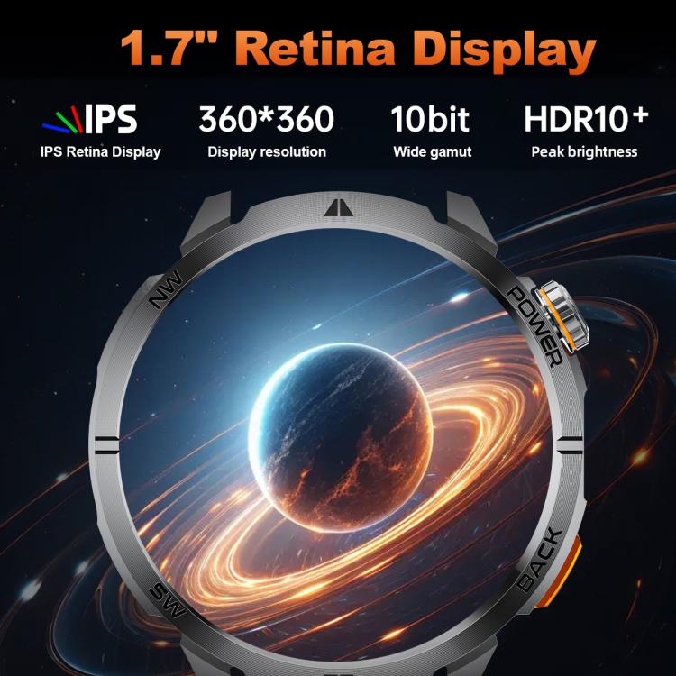MT68 1.7-inch IPS Display Outdoor Adventures Smart Watch with 1000mAh Battery & Flashlight