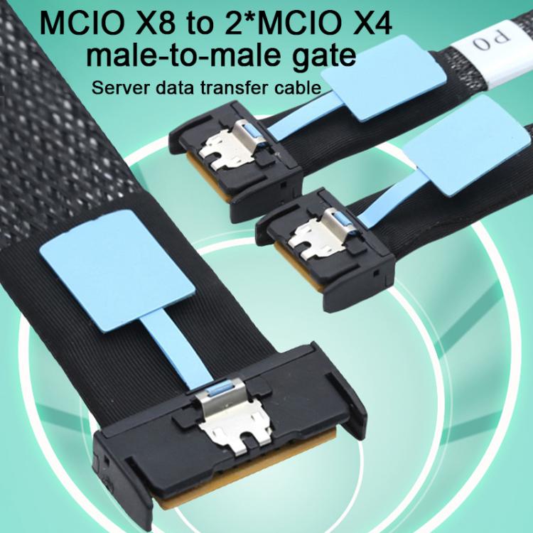 WG185 SlimeSAS MCIOx8 to 2xMCIOx4 Gen5MCIOx8 Server Data Adapter Cable, SlimeSAS MCIOx8 to 2xMCIOx4 Gen5MCIOx8
