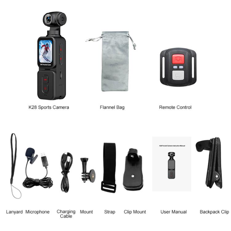 K28 1.69 inch IPS Screen 5K High Definition Video Recording Gimbal Camera