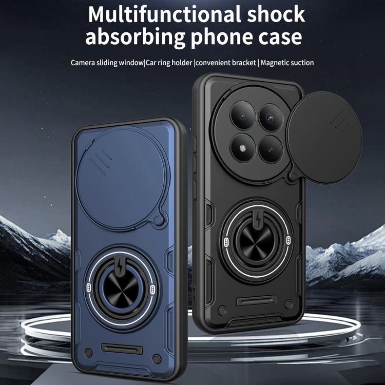 Multifunctional Sliding Camshield Ring Holder Phone Case, For Redmi Note 15 Pro+ 5G Global 163.3mm, For Redmi Note 15 4G / 5G Global 164mm, For Redmi Note 15 Pro 4G Global 163.2mm, For Redmi Note 15 Pro 5G Global 163.6mm