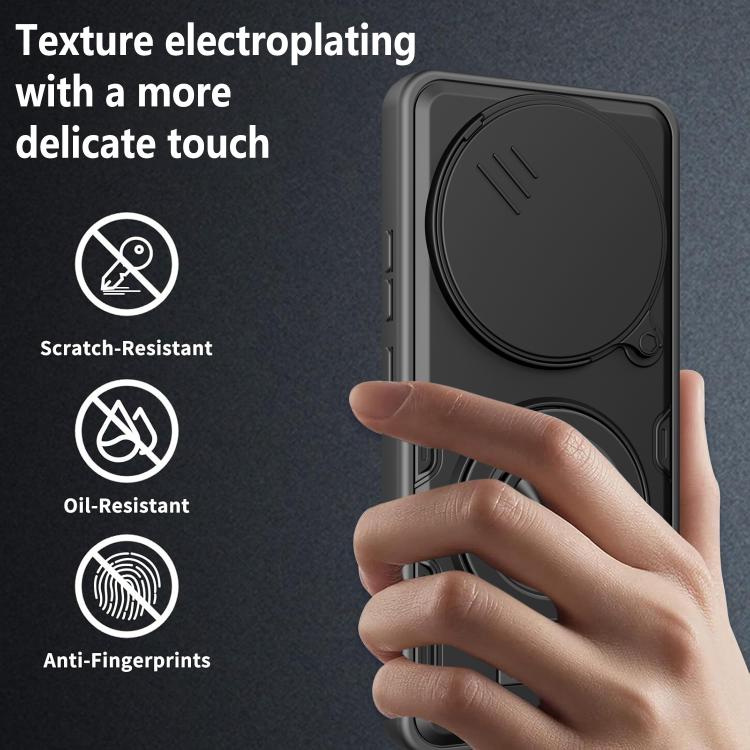Multifunctional Sliding Camshield Ring Holder Phone Case, For Redmi Note 15 Pro+ 5G Global 163.3mm, For Redmi Note 15 4G / 5G Global 164mm, For Redmi Note 15 Pro 4G Global 163.2mm, For Redmi Note 15 Pro 5G Global 163.6mm