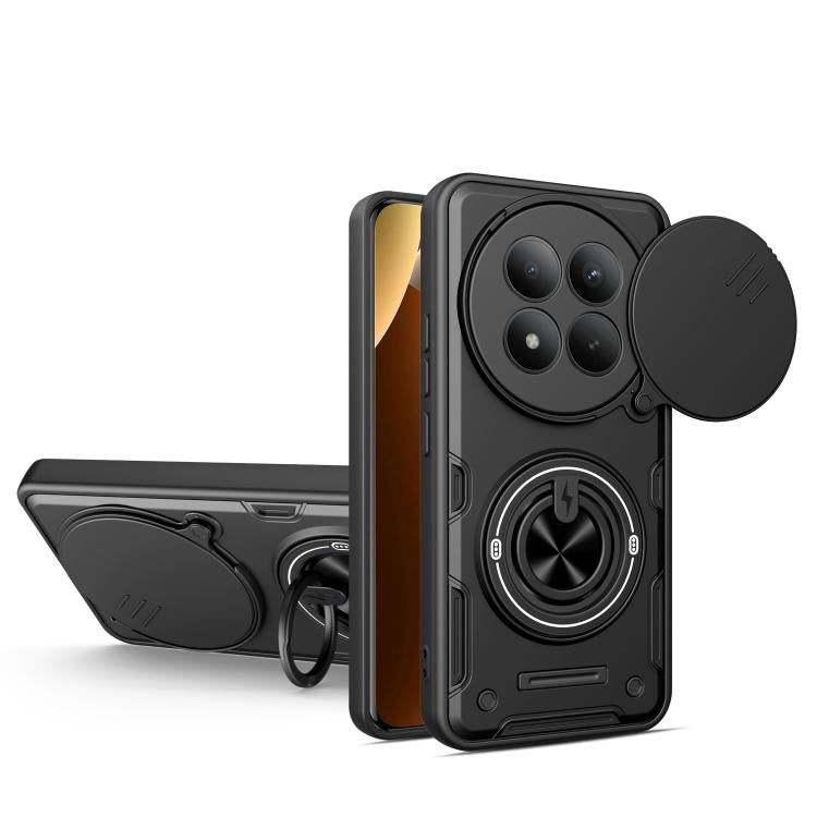 Multifunctional Sliding Camshield Ring Holder Phone Case, For Redmi Note 15 Pro+ 5G Global 163.3mm, For Redmi Note 15 4G / 5G Global 164mm, For Redmi Note 15 Pro 4G Global 163.2mm, For Redmi Note 15 Pro 5G Global 163.6mm