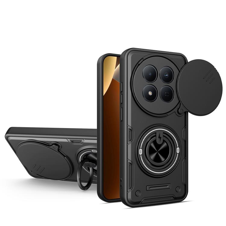 Multifunctional Sliding Camshield Ring Holder Phone Case, For Redmi Note 15 Pro+ 5G Global 163.3mm, For Redmi Note 15 4G / 5G Global 164mm, For Redmi Note 15 Pro 4G Global 163.2mm, For Redmi Note 15 Pro 5G Global 163.6mm
