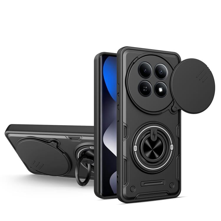 Multifunctional Sliding Camshield Ring Holder Phone Case, For Redmi Note 15 Pro+ 5G Global 163.3mm, For Redmi Note 15 4G / 5G Global 164mm, For Redmi Note 15 Pro 4G Global 163.2mm, For Redmi Note 15 Pro 5G Global 163.6mm